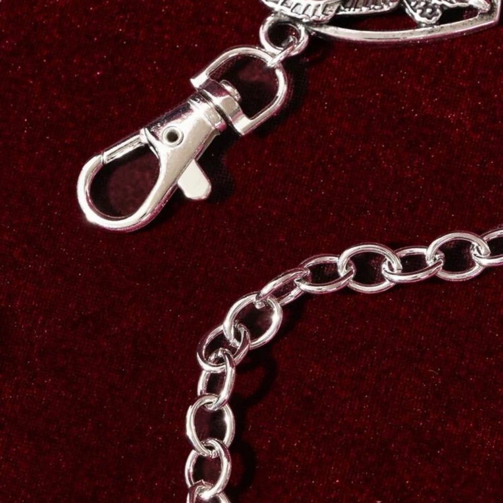 Silver Link chain belt with moths decor - Picture 5 of 7